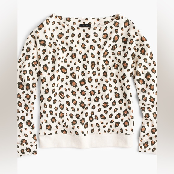 J. Crew Sweaters - J. Crew Animal Print Crew Neck Sweater - Cream and Brown